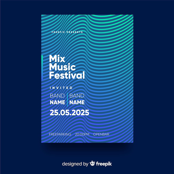 Vector Gratis templat poster festival musik penuh warna