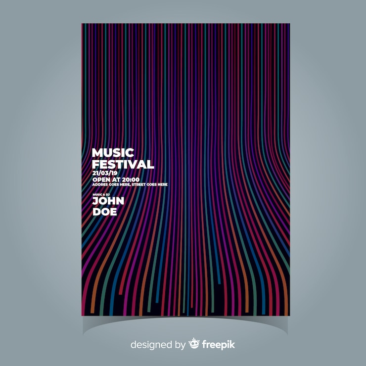 Vector Gratis templat poster festival musik penuh warna