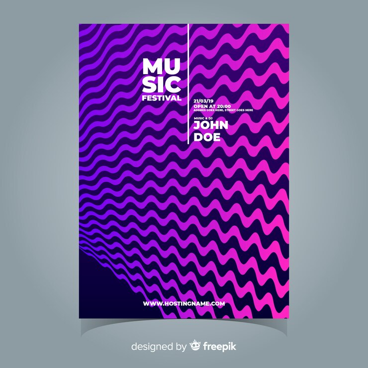 Vector Gratis templat poster festival musik penuh warna