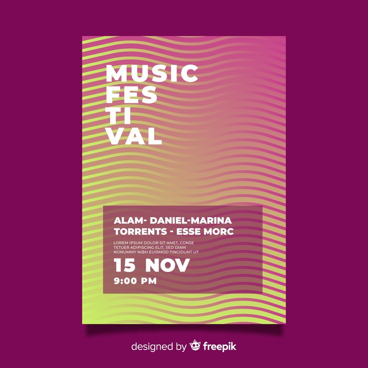 Vector Gratis templat poster festival musik penuh warna