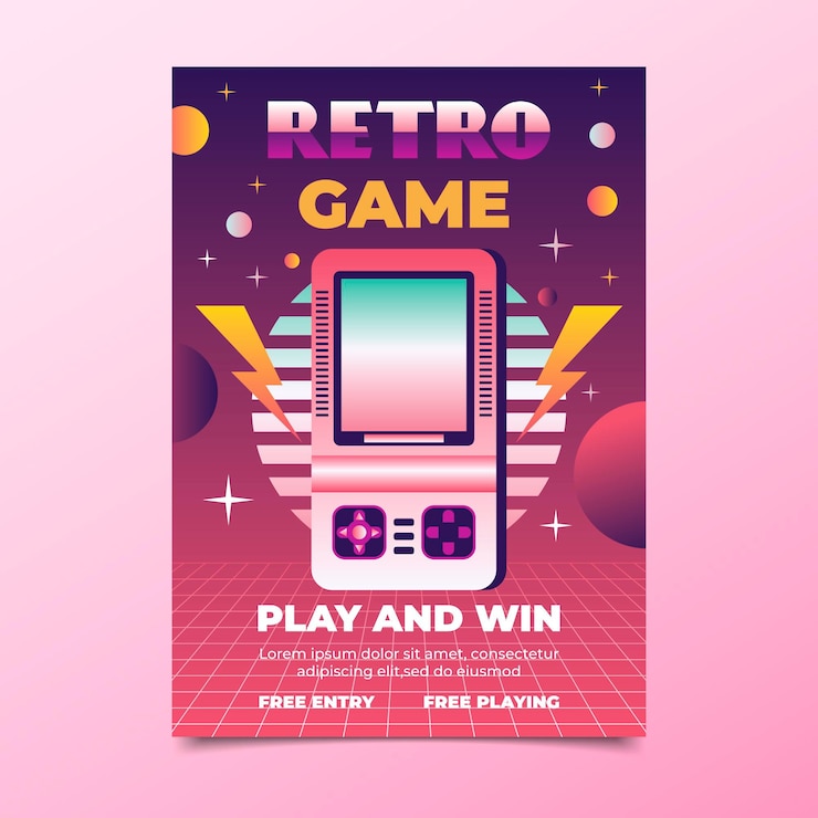 Vector Gratis templat poster game retro
