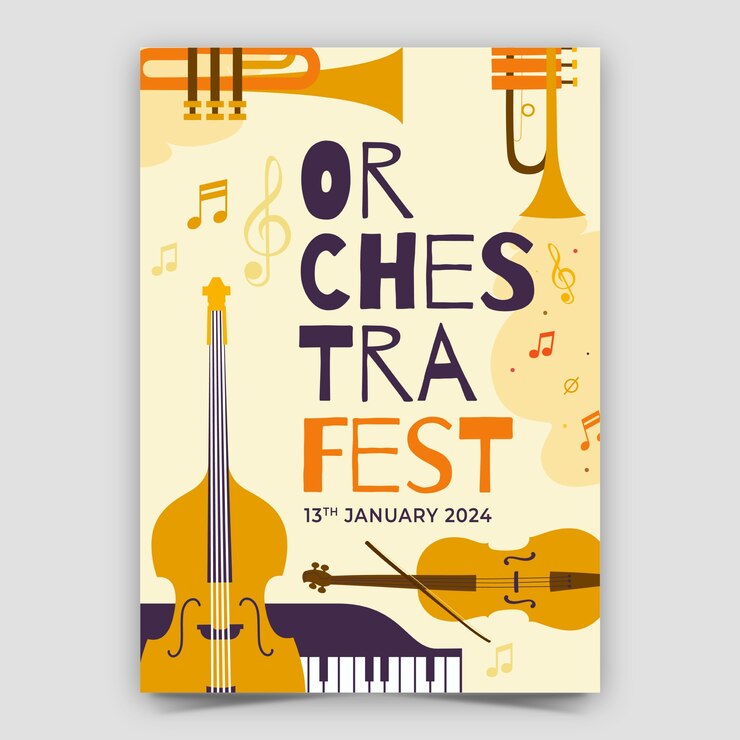 Vector Gratis templat poster konser orkestra digambar tangan