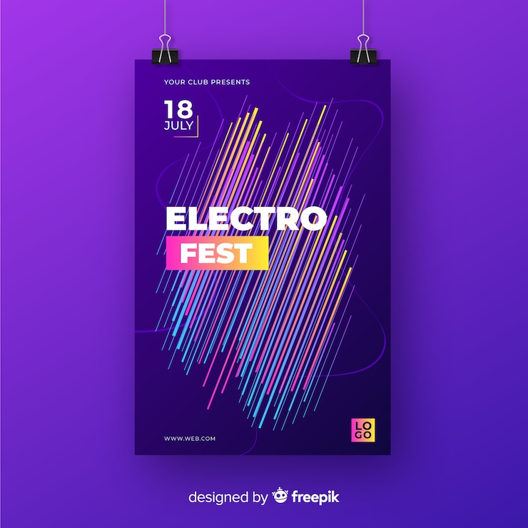 Vector Gratis templat poster musik elektronik abstrak