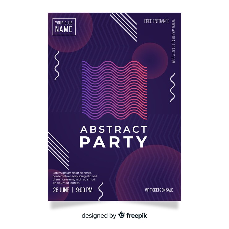 Vector Gratis templat poster pesta dengan bentuk abstrak