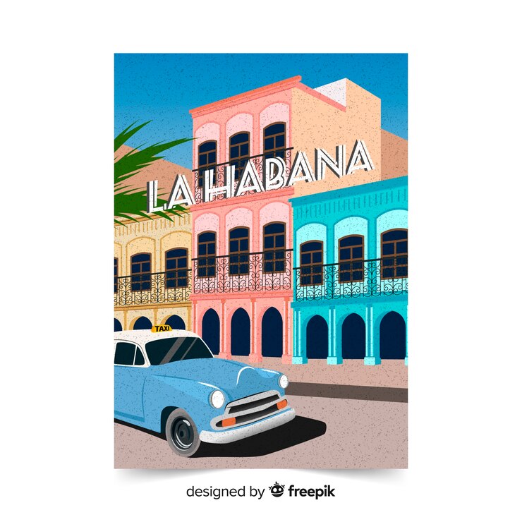 Vector Gratis templat poster promosi retro havana