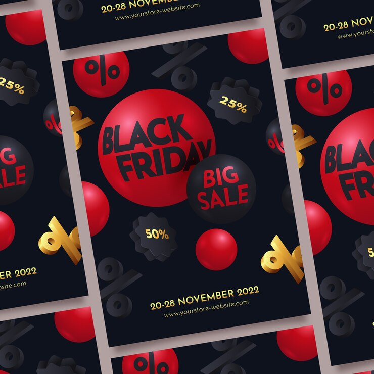 Vector Gratis templat poster vertikal black friday realistis
