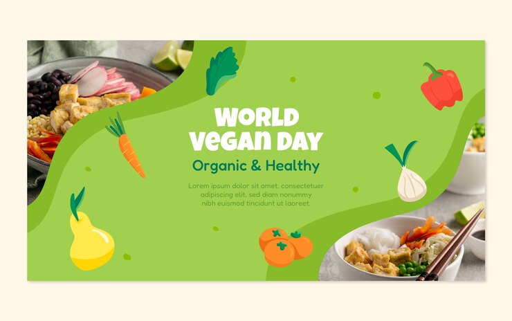 Vector Gratis templat postingan media sosial hari vegan sedunia