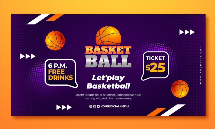 Vector Gratis templat promo media sosial bola basket halftone gradien