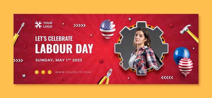 Vector Gratis templat sampul media sosial hari buruh yang realistis