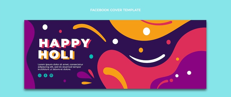 Vector Gratis templat sampul media sosial holi datar