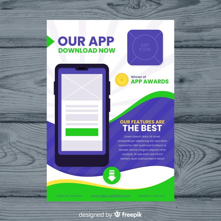 Vector Gratis templat selebaran aplikasi seluler