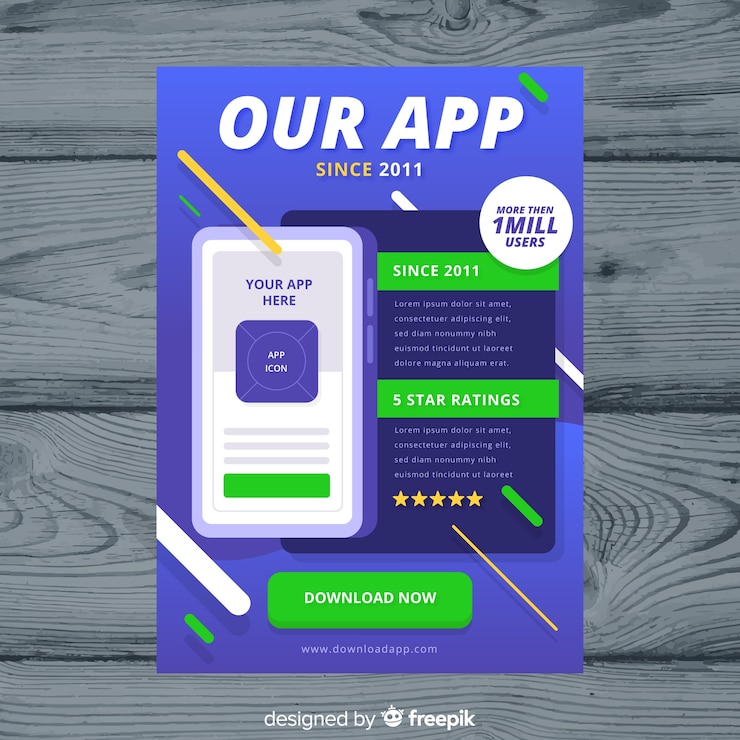 Vector Gratis templat selebaran aplikasi seluler