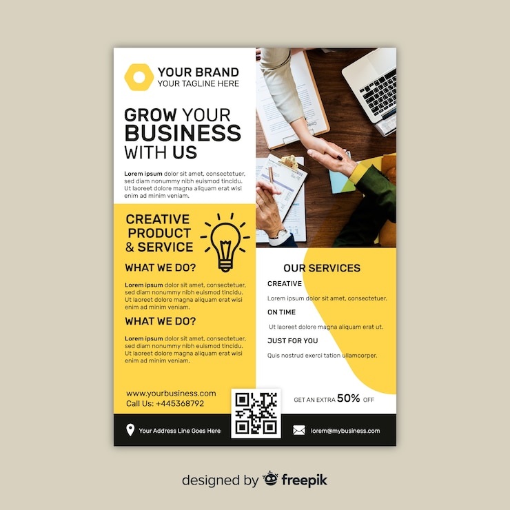 Vector Gratis templat selebaran bisnis dengan foto
