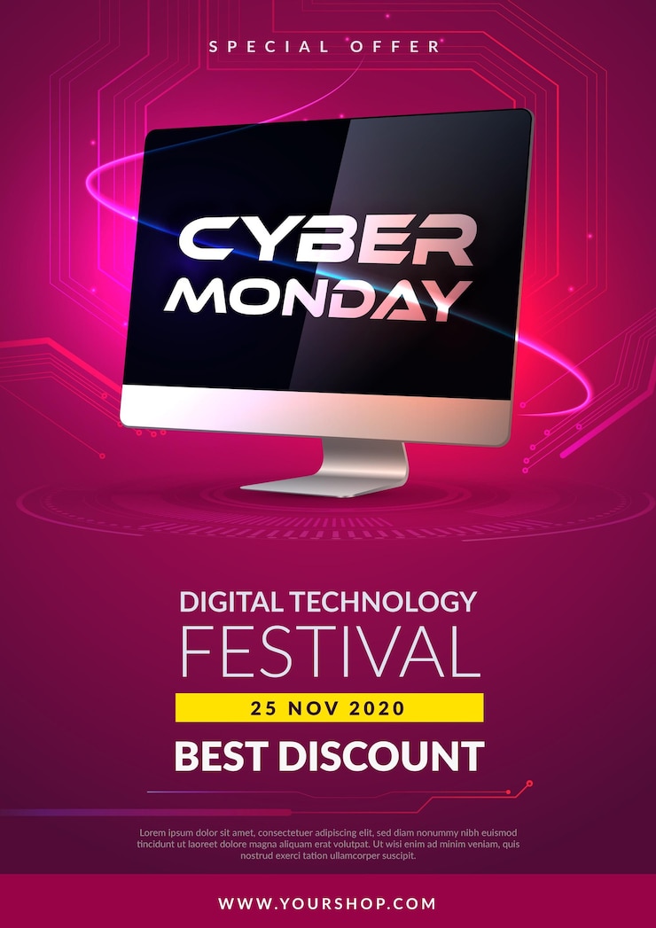 Vector Gratis templat selebaran cyber monday realistis