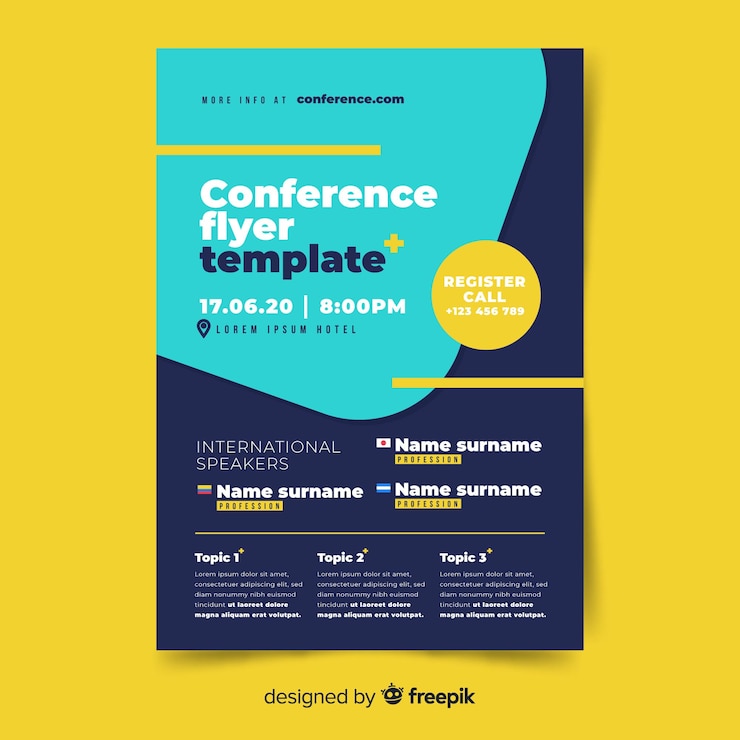 Vector Gratis templat selebaran konferensi bisnis abstrak datar