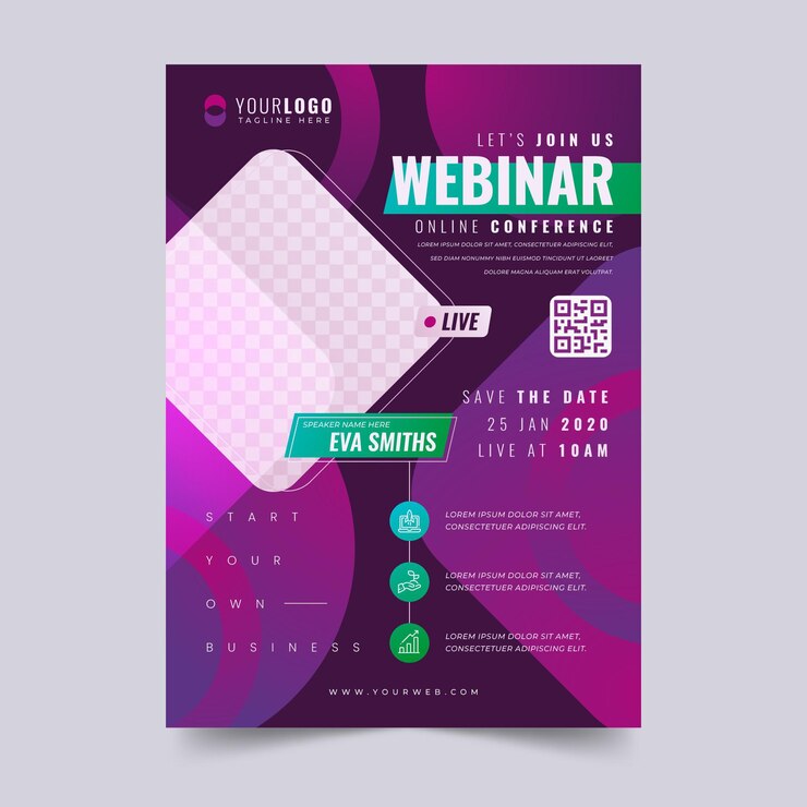 Vector Gratis templat selebaran webinar