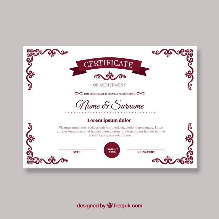Vector Gratis templat sertifikat retro merah