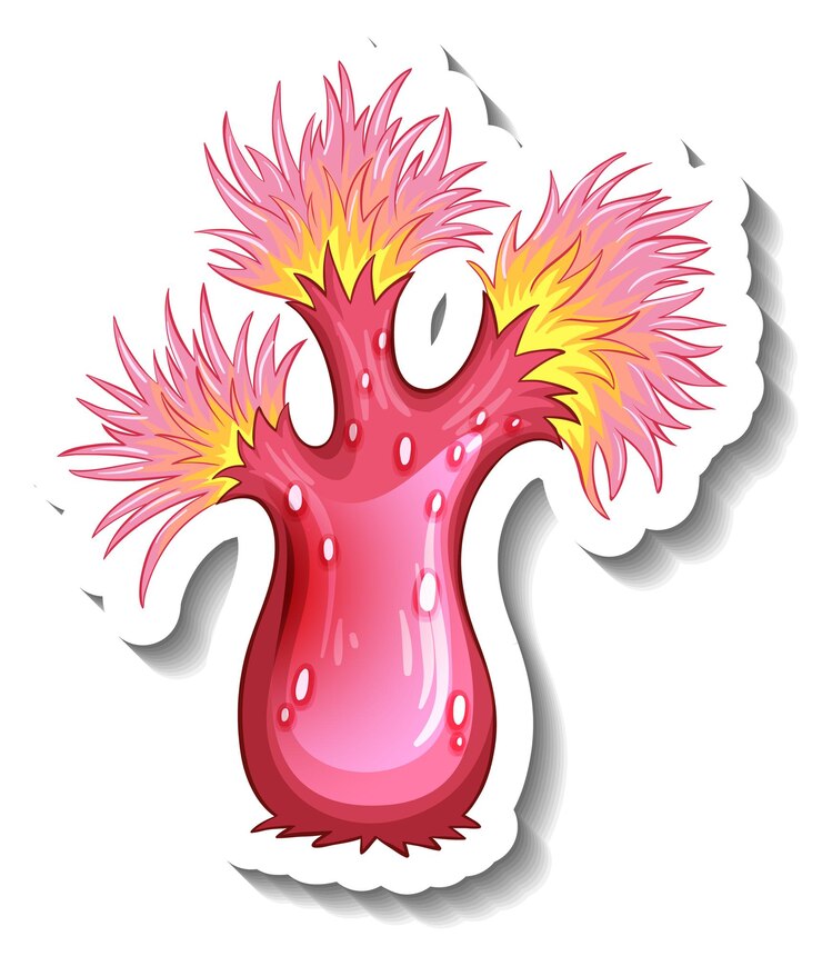 Vector Gratis templat stiker dengan elemen laut coral yang terisolasi