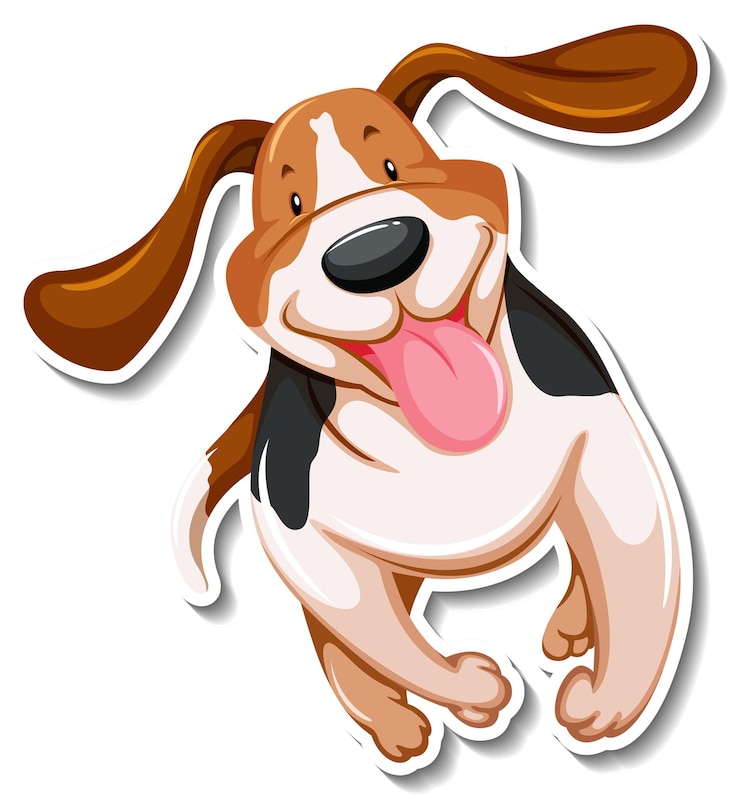 Vector Gratis templat stiker karakter kartun anjing