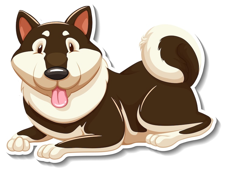 Vector Gratis templat stiker karakter kartun anjing
