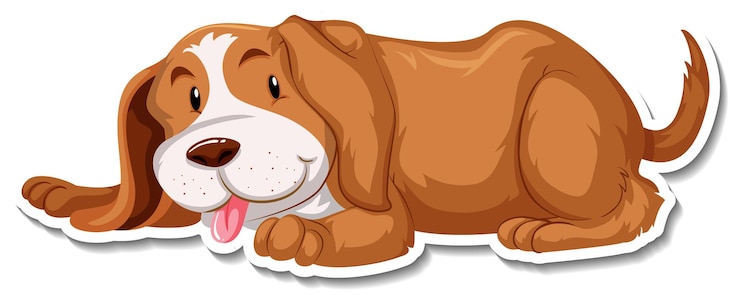 Vector Gratis templat stiker karakter kartun anjing