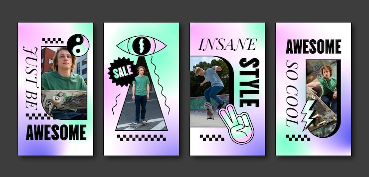 Vector Gratis templat stories instagram trendi gradien
