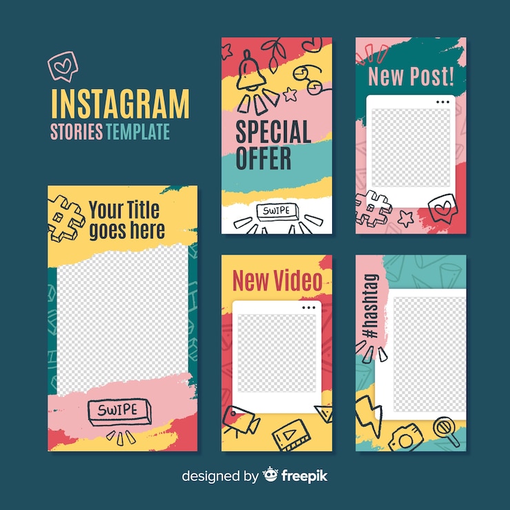 Vector Gratis templat story instagram dengan bingkai kosong