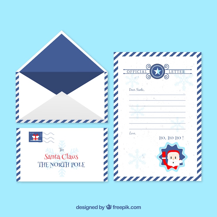 Vector Gratis templat surat natal dalam bingkai biru