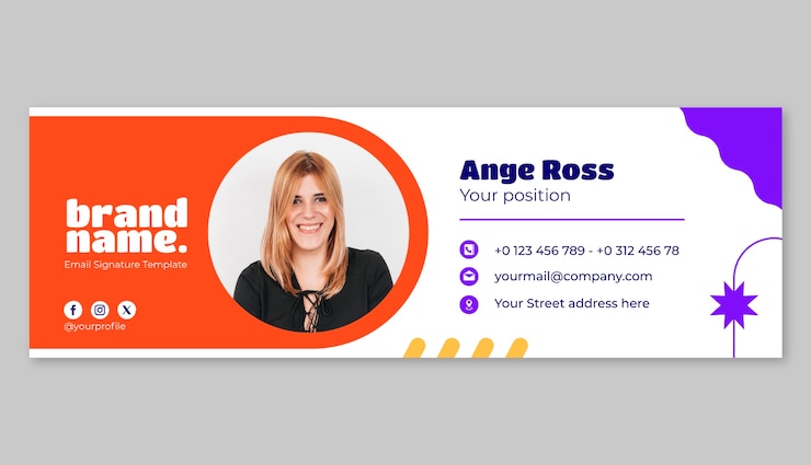 Vector Gratis templat tanda tangan email desain datar