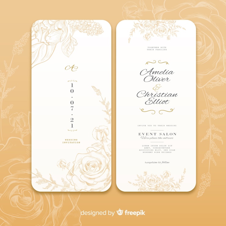 Vector Gratis templat undangan pernikahan floral yang elegan