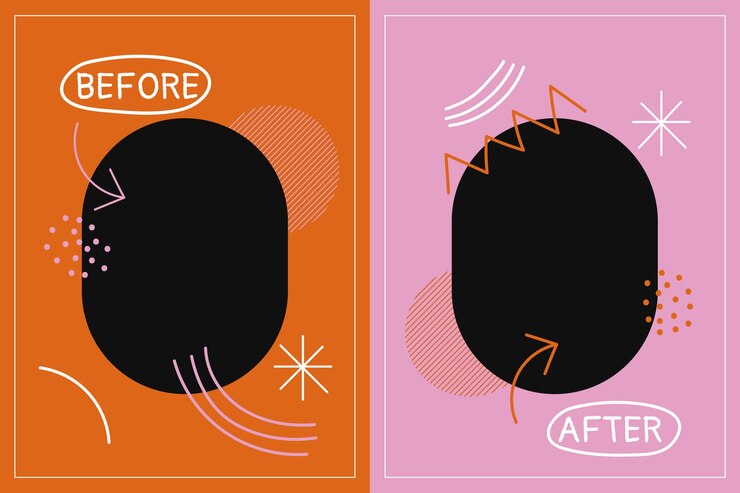 Vector Gratis templat wallpaper digambar tangan sebelum dan sesudah