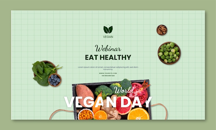 Vector Gratis templat webinar hari vegan sedunia