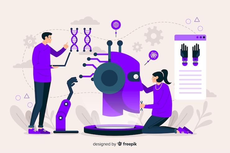 Vector Gratis template artificial intelligence landing page