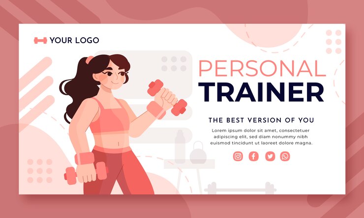 Vector Gratis template facebook pelatih pribadi yang digambar tangan