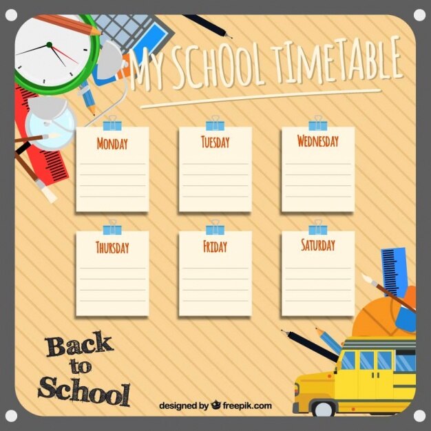 Vector Gratis template for organizing school subjects