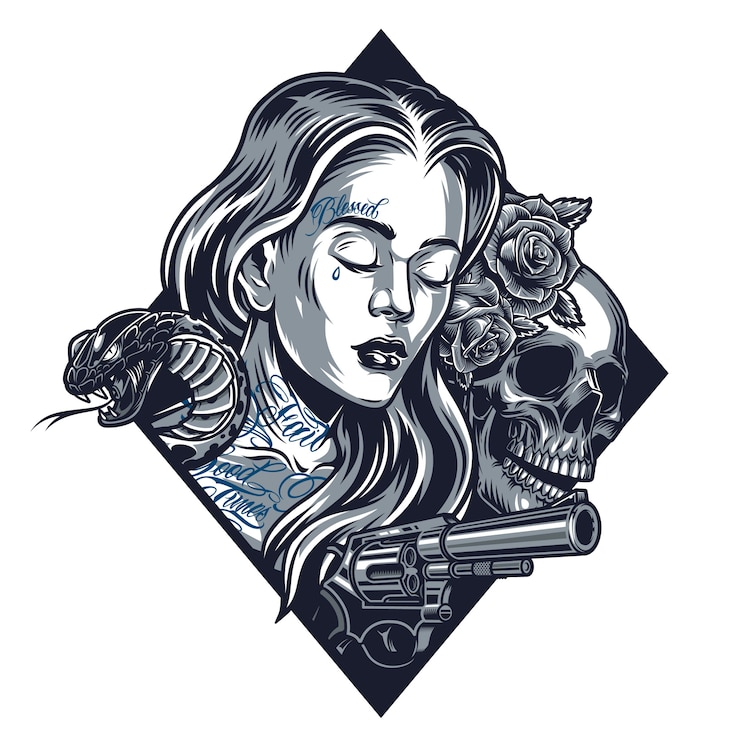 Vector Gratis template gadis chicano cantik vintage