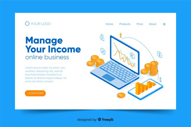 Template laman landas bisnis isometrik