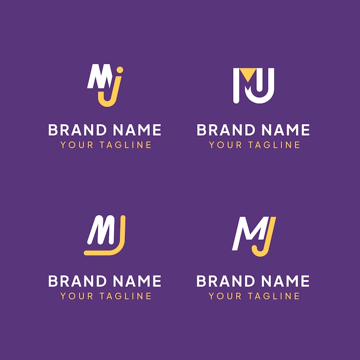 Vector Gratis template monogram mj desain datar