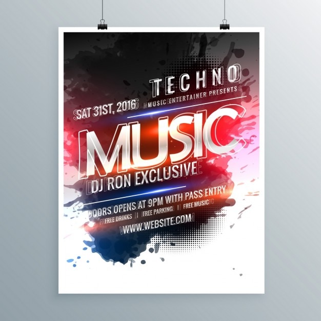 Vector Gratis template poster modern musik tekno