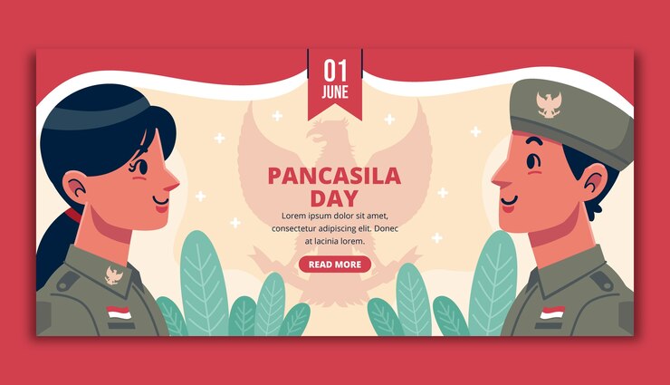 Vector Gratis template spanduk horizontal hari kesaktian pancasila datar
