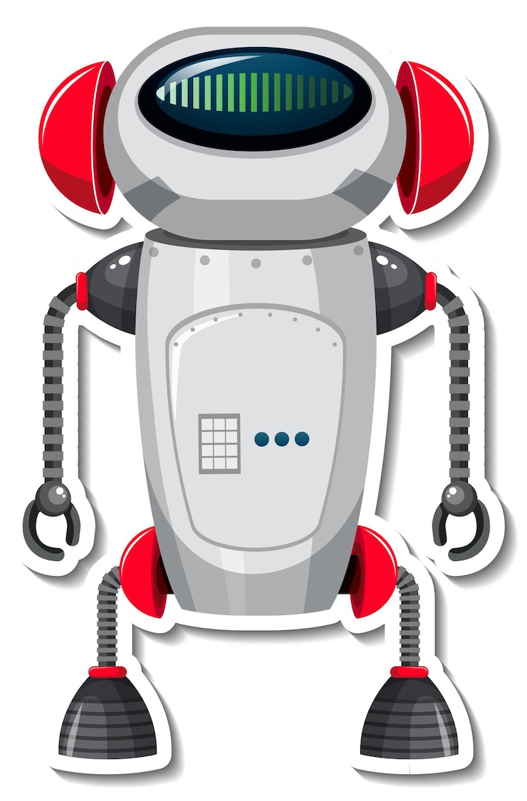 Vector Gratis template stiker dengan robot dalam gaya kartun