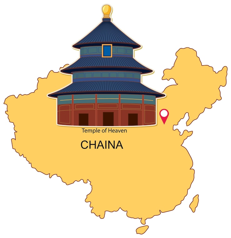 Vector Gratis temple of heaven on china map illustration