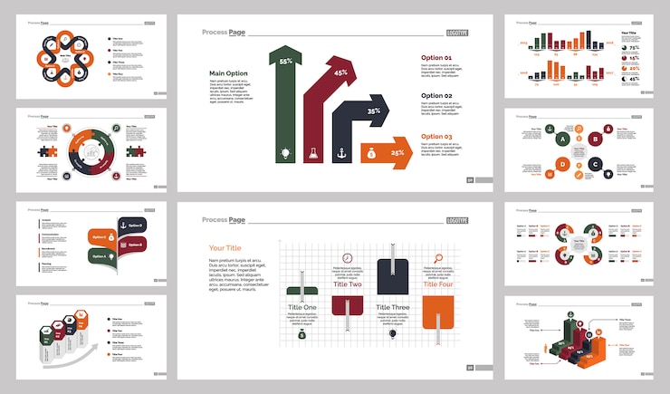 Vector Gratis ten analysis slide templates set