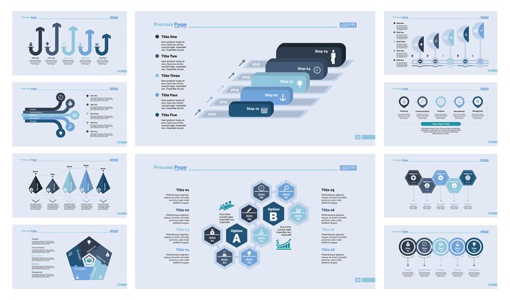 Vector Gratis ten research slide templates set