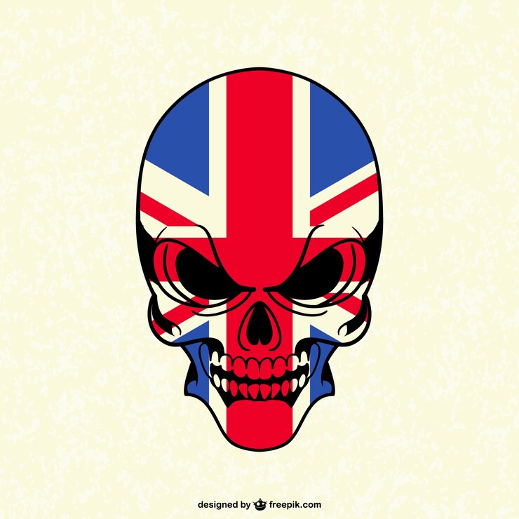Vector Gratis tengkorak dengan bendera inggris