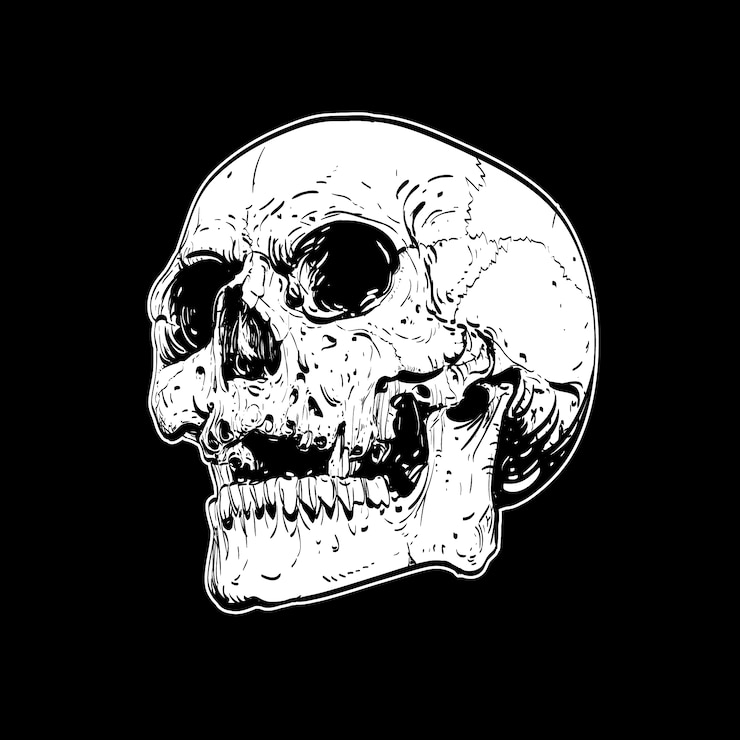 Vector Gratis tengkorak dengan latar belakang hitam
