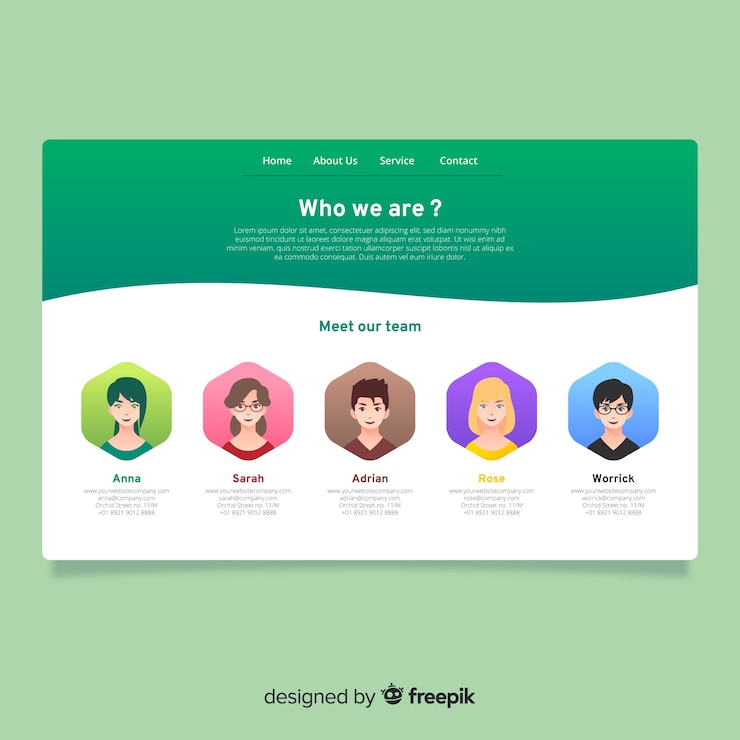Vector Gratis tentang kami halaman arahan