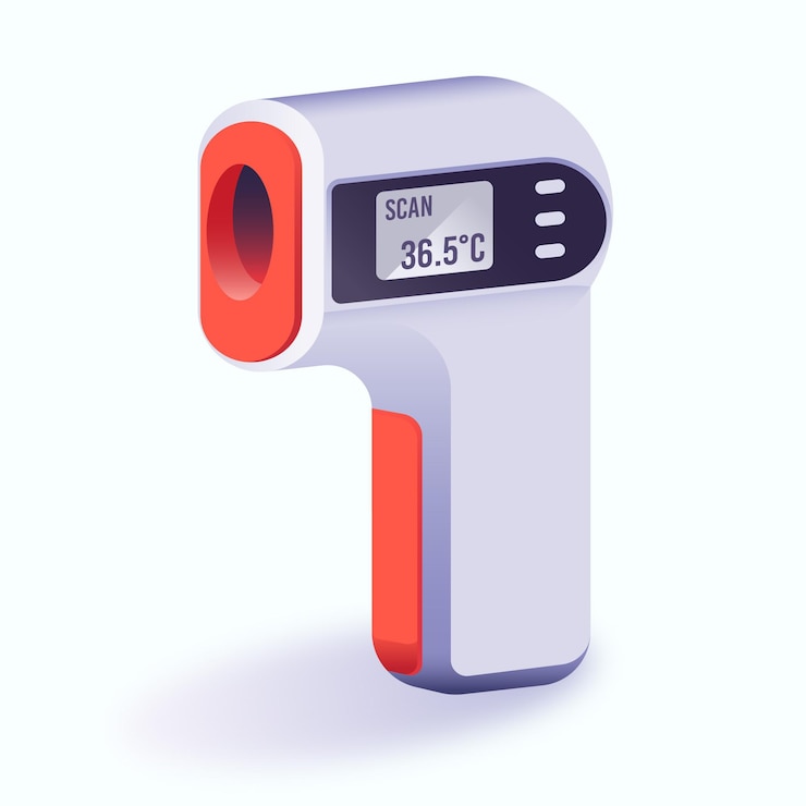 Vector Gratis termometer inframerah tanpa kontak realistis