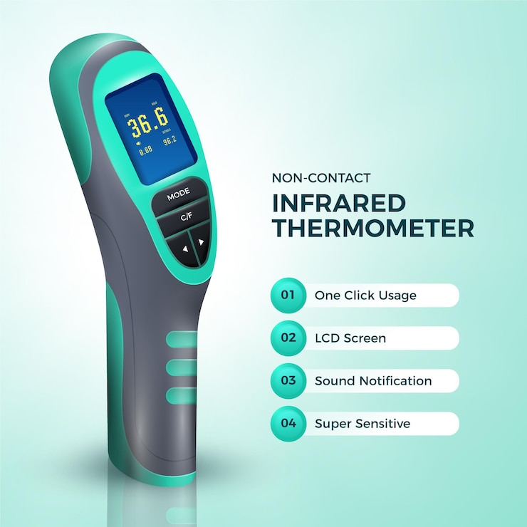 Vector Gratis termometer inframerah tanpa kontak realistis