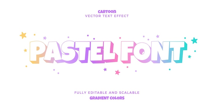 text effect in gradient pastel colors fully editable